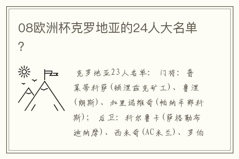 08欧洲杯克罗地亚的24人大名单?