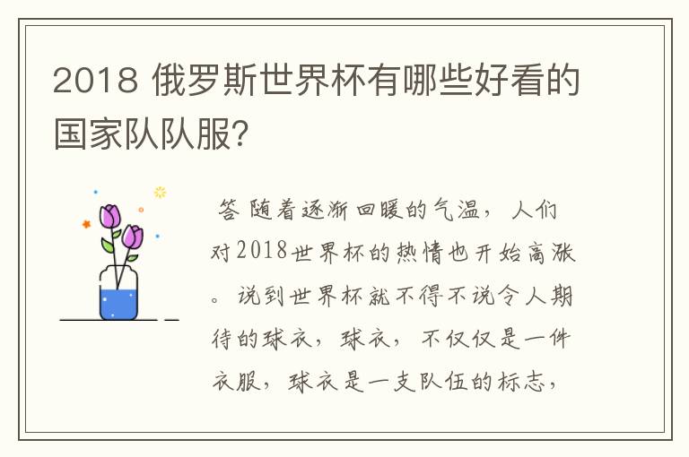 2018 俄罗斯世界杯有哪些好看的国家队队服?