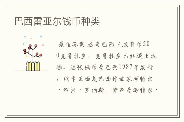 巴西雷亚尔钱币种类