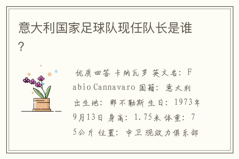 意大利国家足球队现任队长是谁?