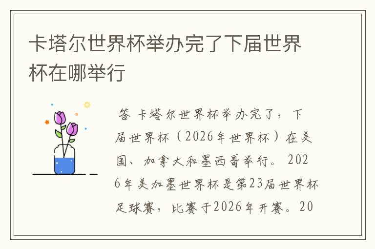 卡塔尔世界杯举办完了下届世界杯在哪举行