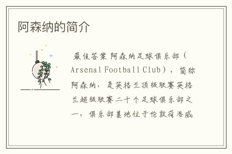 阿森纳的简介