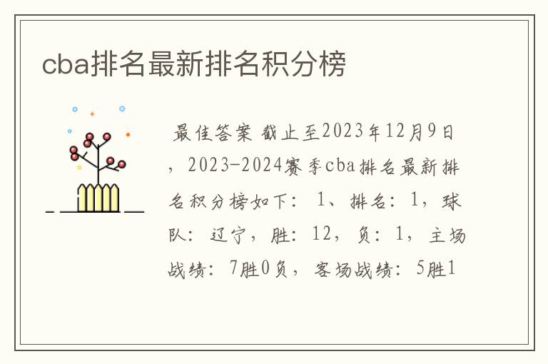 cba排名最新排名积分榜