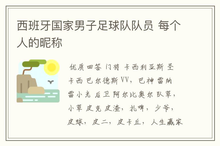 西班牙国家男子足球队队员 每个人的昵称