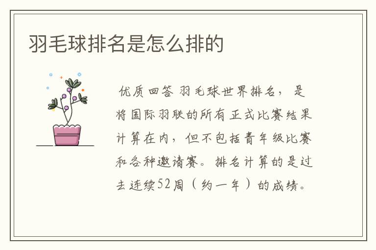羽毛球排名是怎么排的