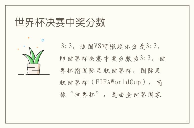 世界杯决赛中奖分数