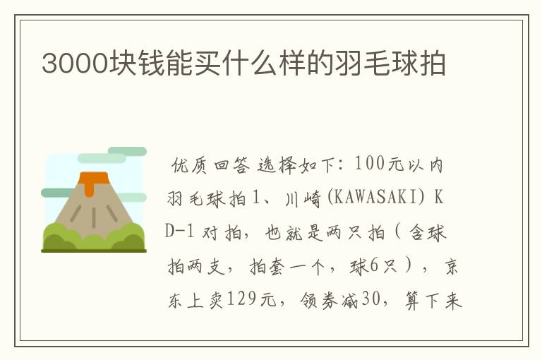 3000块钱能买什么样的羽毛球拍