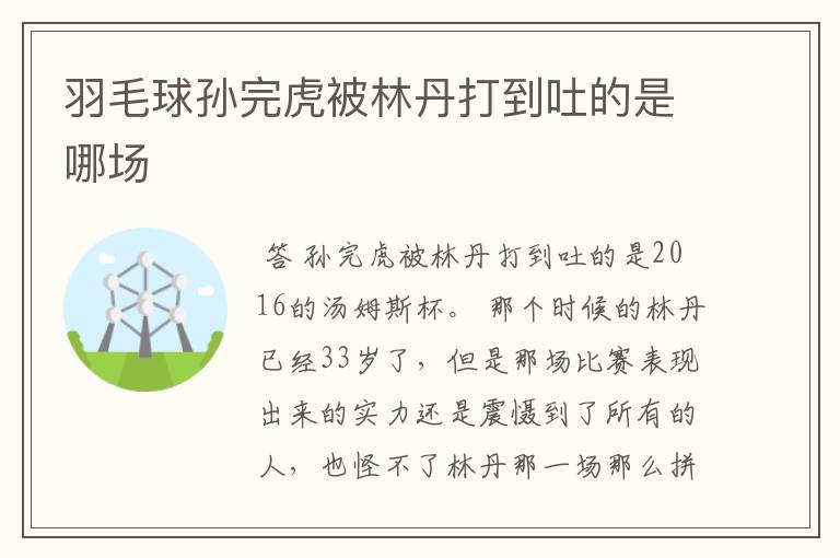 羽毛球孙完虎被林丹打到吐的是哪场