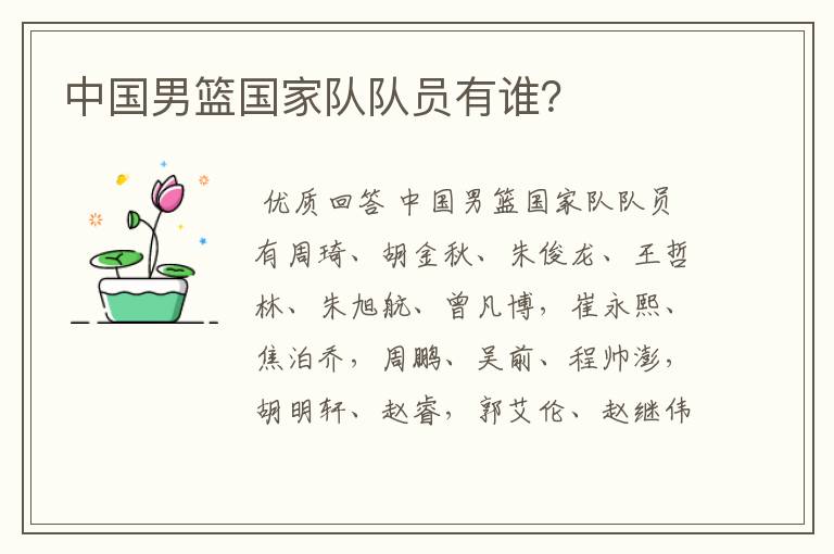 中国男篮国家队队员有谁?