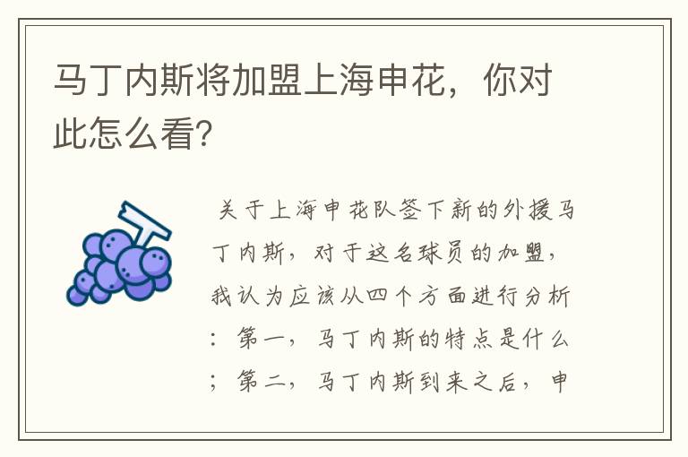 马丁内斯将加盟上海申花,你对此怎么看?