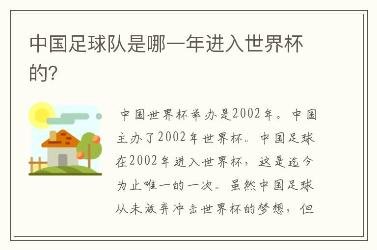中国足球队是哪一年进入世界杯的?