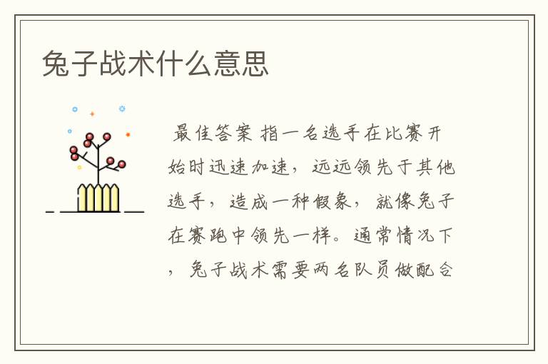 兔子战术什么意思