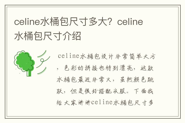celine水桶包尺寸多大?celine水桶包尺寸介绍