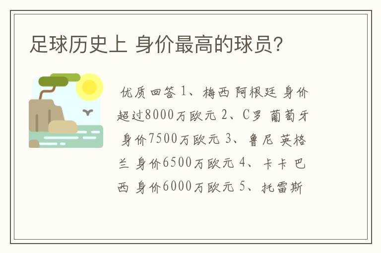 足球历史上 身价最高的球员?