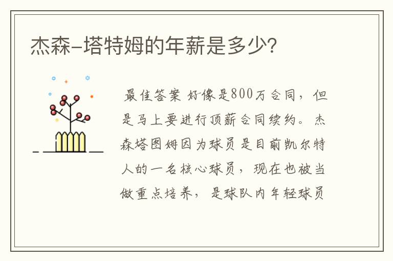 杰森-塔特姆的年薪是多少?