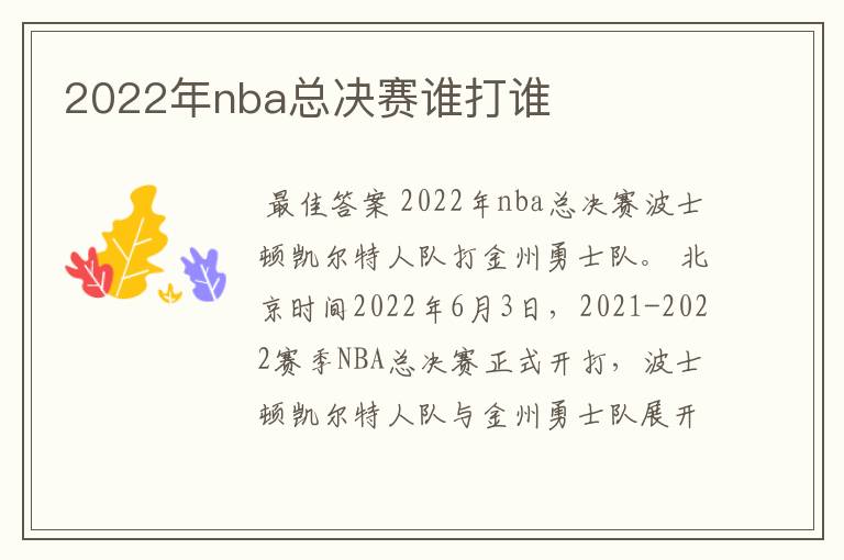 2022年nba总决赛谁打谁