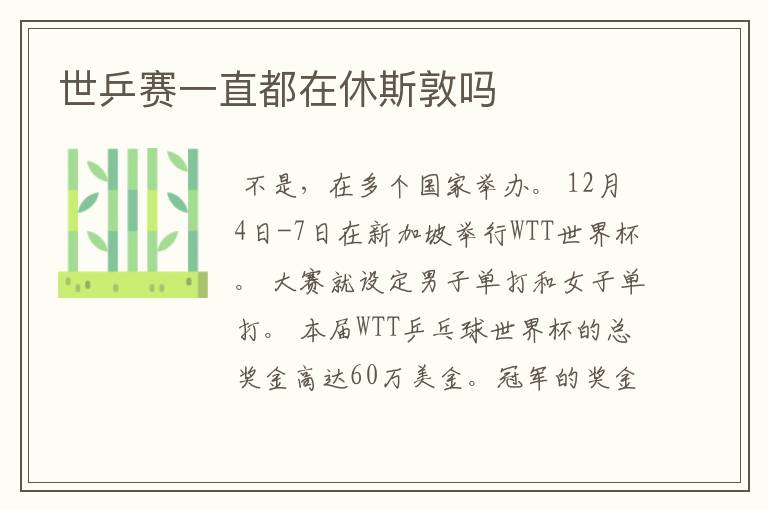 世乒赛一直都在休斯敦吗