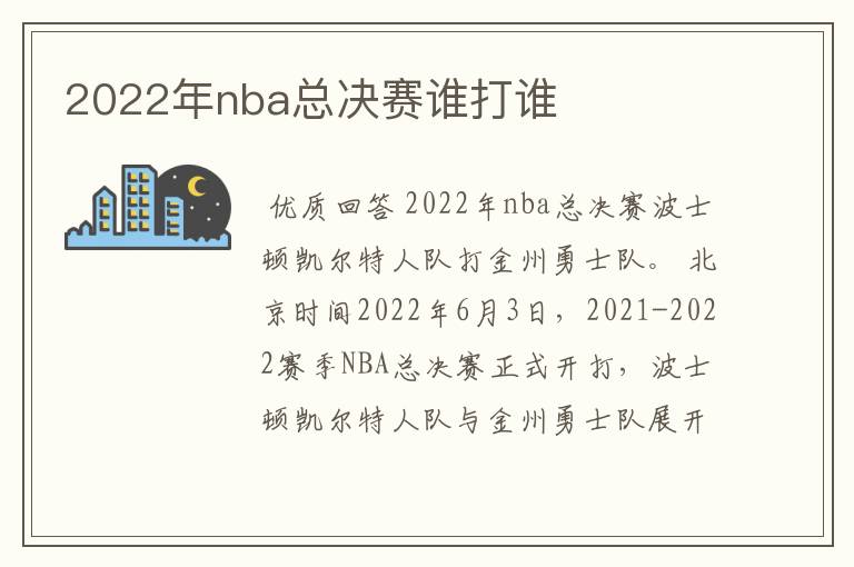 2022年nba总决赛谁打谁