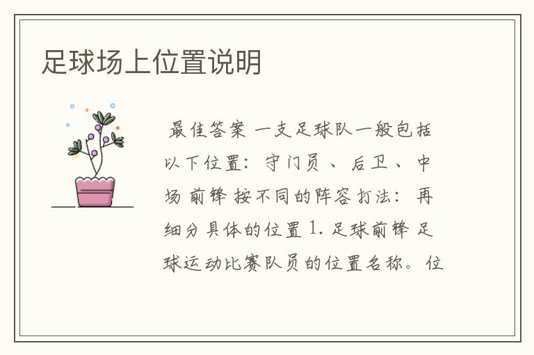 足球场上位置说明