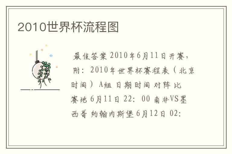 2010世界杯流程图