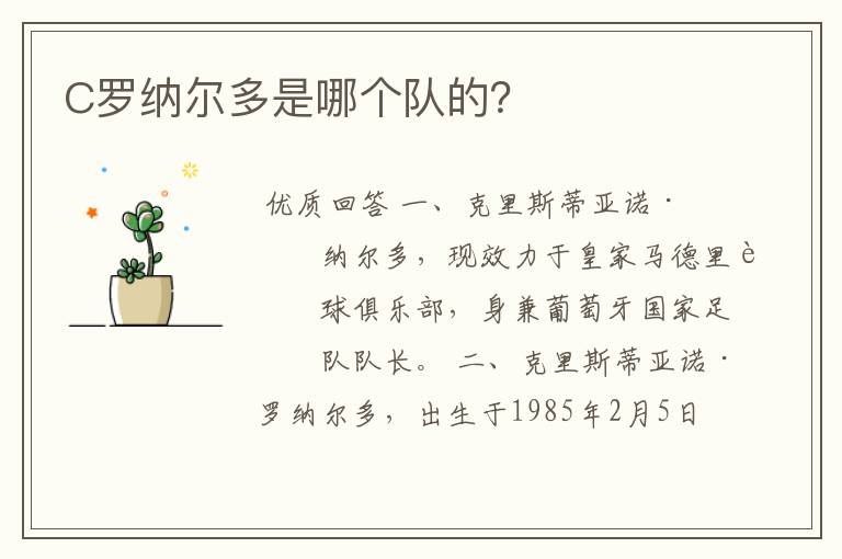 C罗纳尔多是哪个队的?