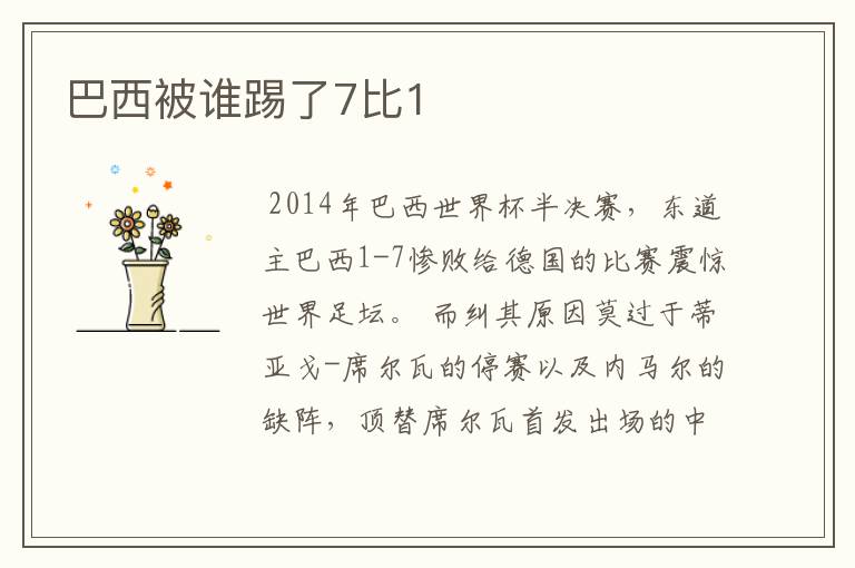 巴西被谁踢了7比1