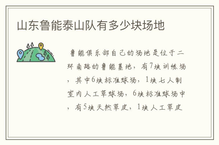 山东鲁能泰山队有多少块场地