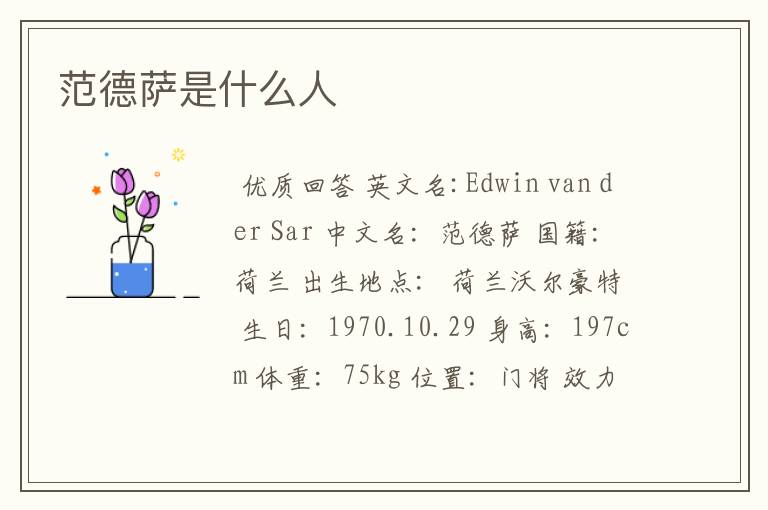 范德萨是什么人