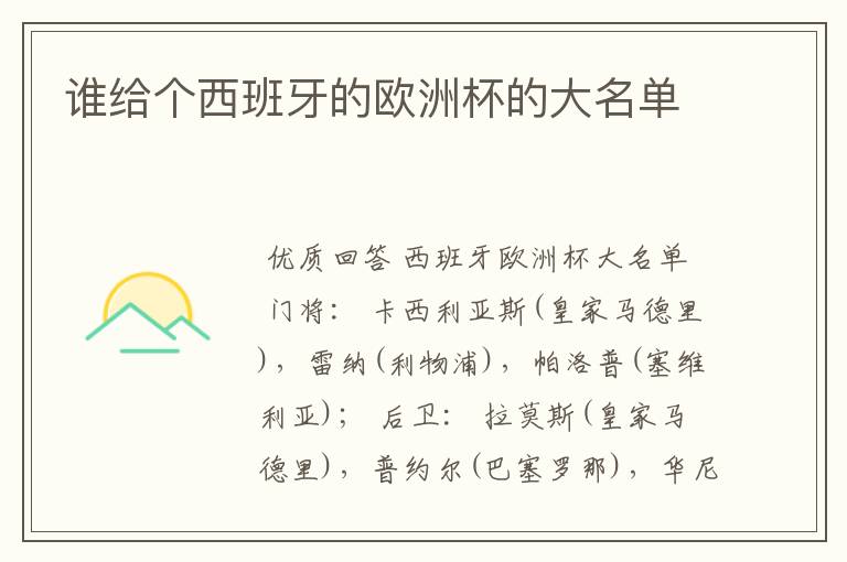 谁给个西班牙的欧洲杯的大名单