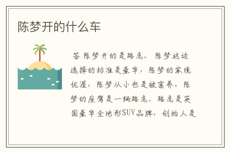 陈梦开的什么车