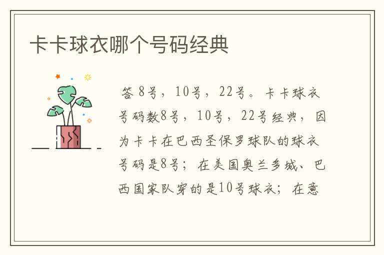 卡卡球衣哪个号码经典