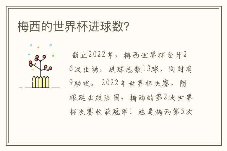 梅西的世界杯进球数?