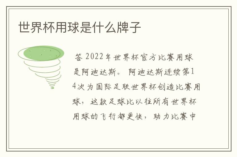 世界杯用球是什么牌子