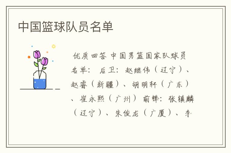 中国篮球队员名单