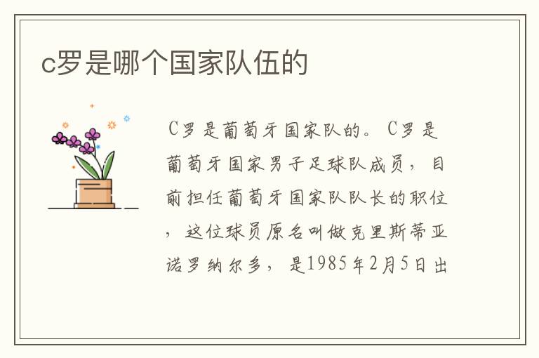 c罗是哪个国家队伍的