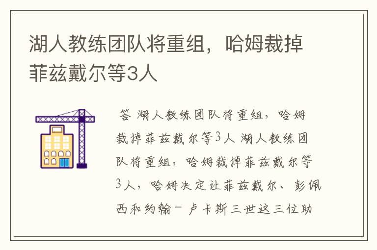 湖人教练团队将重组,哈姆裁掉菲兹戴尔等3人