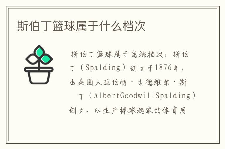 斯伯丁篮球属于什么档次