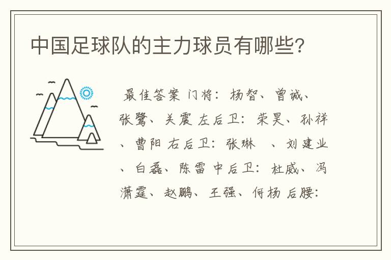 中国足球队的主力球员有哪些?