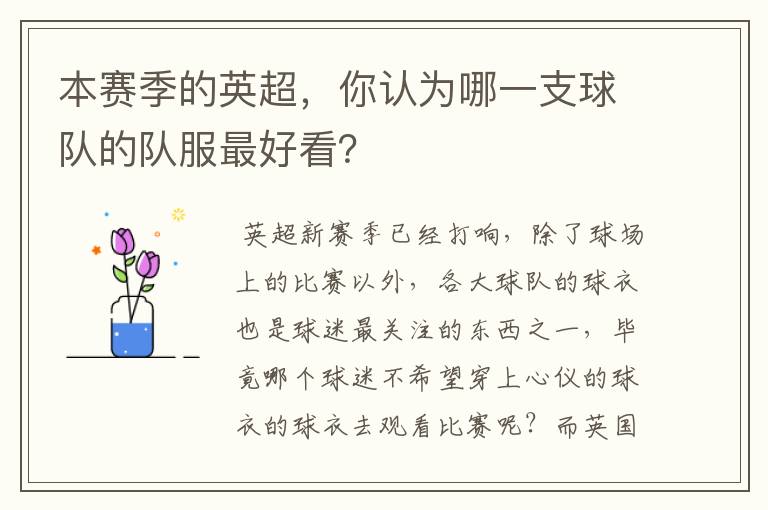 本赛季的英超,你认为哪一支球队的队服最好看?