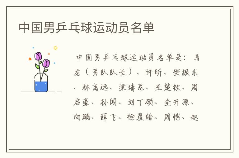 中国男乒乓球运动员名单