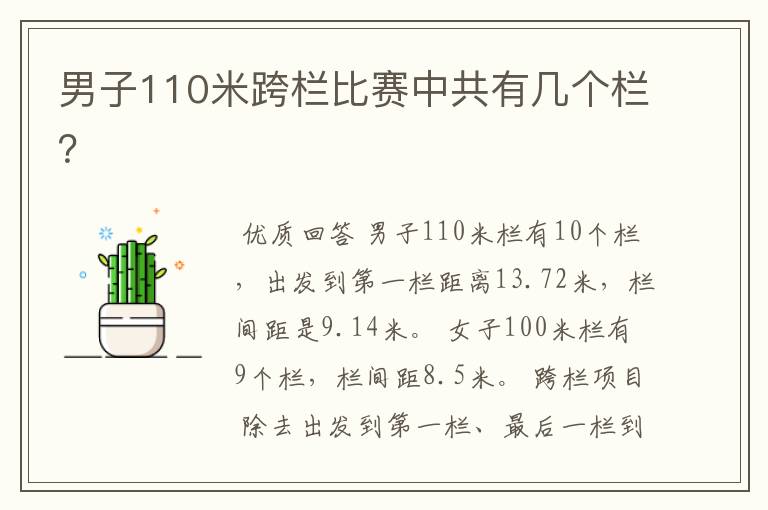 男子110米跨栏比赛中共有几个栏?