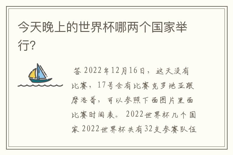 今天晚上的世界杯哪两个国家举行?