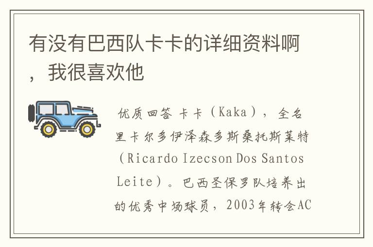 有没有巴西队卡卡的详细资料啊,我很喜欢他