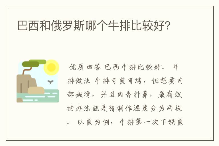 巴西和俄罗斯哪个牛排比较好?