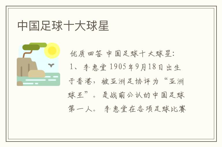 中国足球十大球星