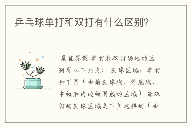 乒乓球单打和双打有什么区别?