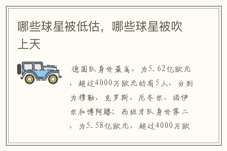 哪些球星被低估,哪些球星被吹上天