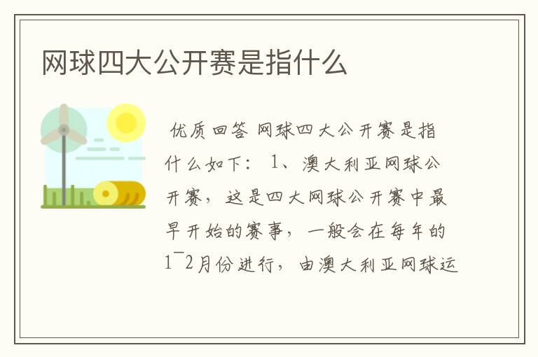 网球四大公开赛是指什么