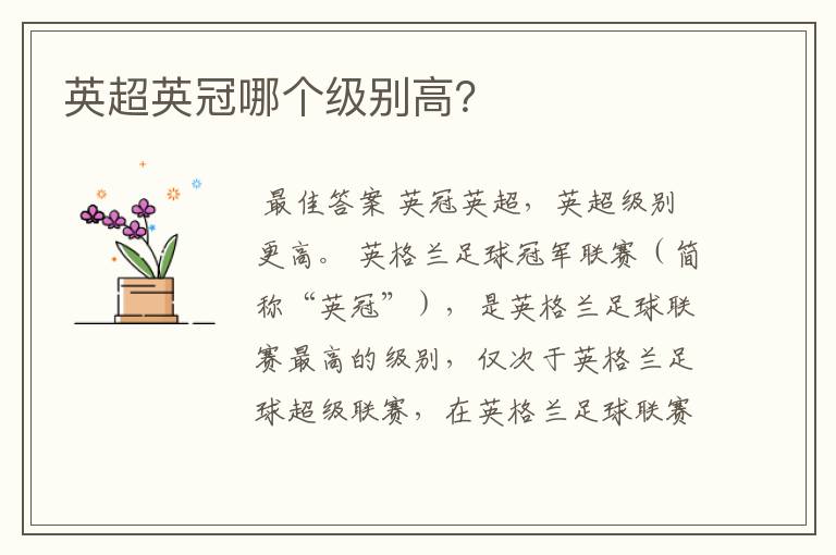 英超英冠哪个级别高?