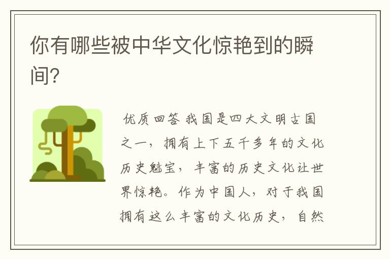 你有哪些被中华文化惊艳到的瞬间?
